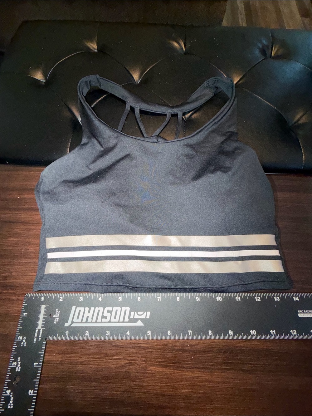 PINK Victoria's Secret Black Strappy Sports Bra with Reflective Stripes